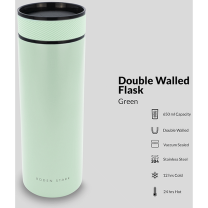 Boden Stark 650ml Travel Flask - Green