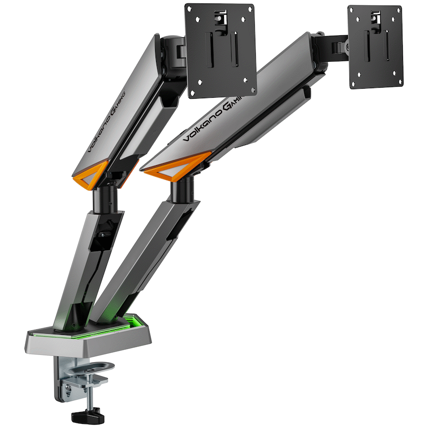 Volkano Gaming Void Series- Dual Arm Full Motion Monitor mount - RGB - GR