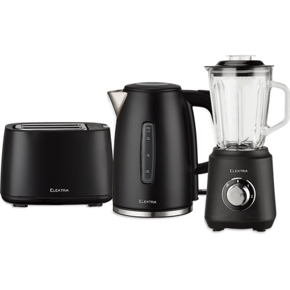 Elektra Kettle, Toaster and Blender Breakfast Set - Black