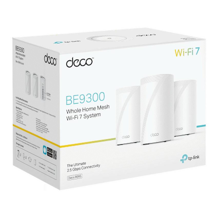TP-Link Deco BE65 (3-Pack) BE9300 Whole Home Mesh Wi-Fi 7 System