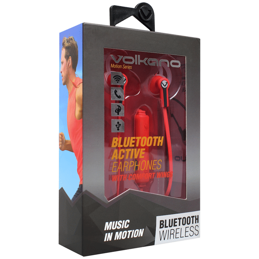 Volkano Motion Bluetooth Earphones - Red/Black