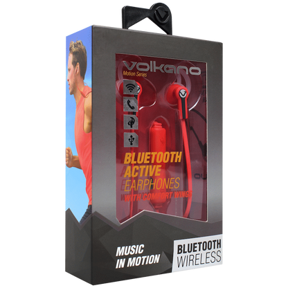 Volkano Motion Bluetooth Earphones - Red/Black