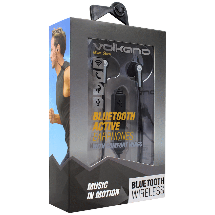 Volkano Motion Bluetooth Earphones - Black/Grey
