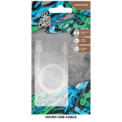 Pro Bass Braided Series Micro USB Cable 1.2m - Gold