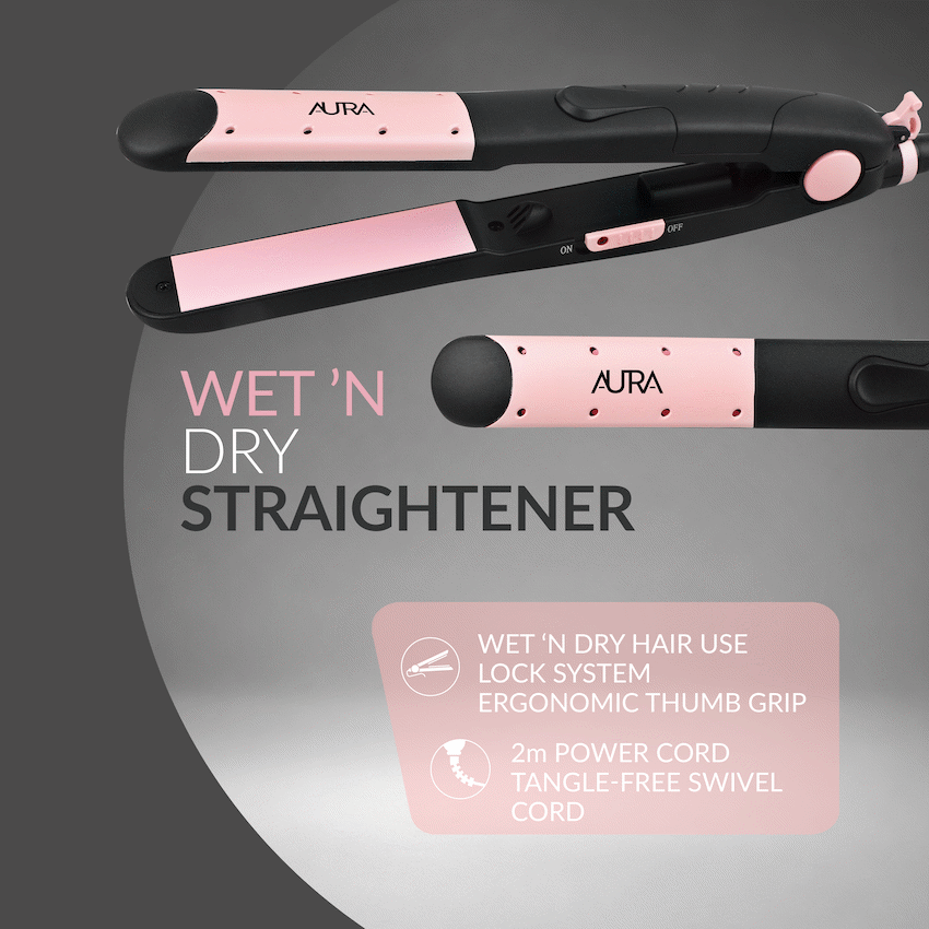 Aura by Elektra Wet n Dry Straightener Black