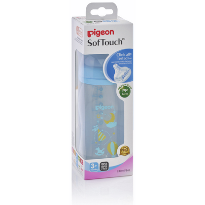 Pigeon Peristaltic Plus PP Bottle 240ml (M Hole) - Blue