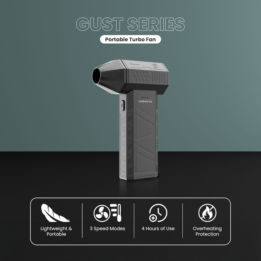 Volkano Gust Series Portable Turbo Fan - Black