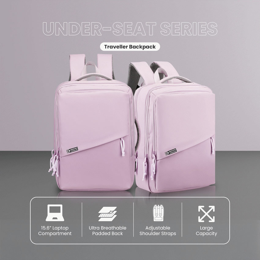 Volkano Under-Seat Traveller Backpack Pastel Pink