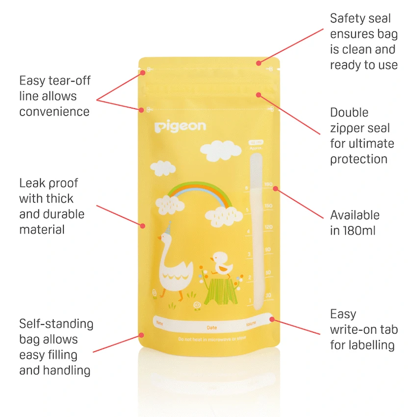 Pigeon - Breast Milk Storage Bag 180ml Animal Design