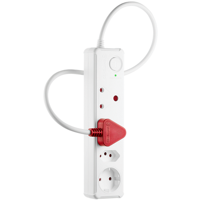 Switched 4-Way Medium Surge-Protected Multiplug 0.5m Cord - White