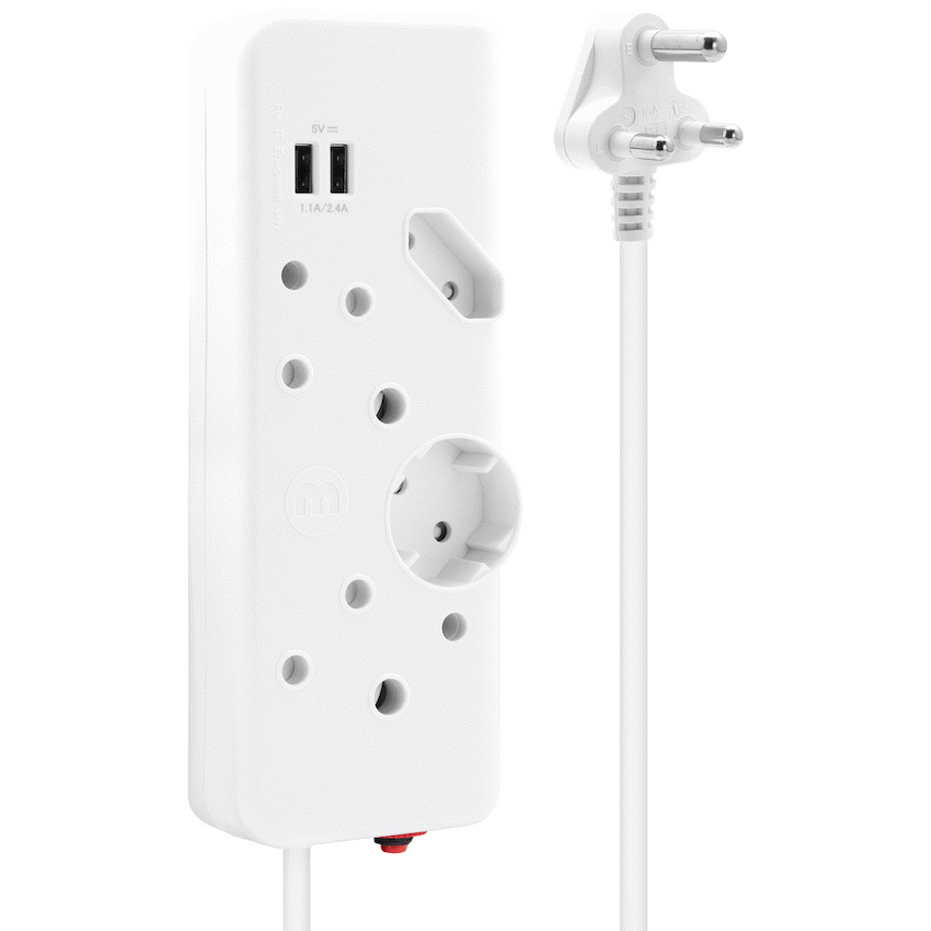 Ellies 4-Way Multiplug - 2 x USB 2.4a - 0.4m