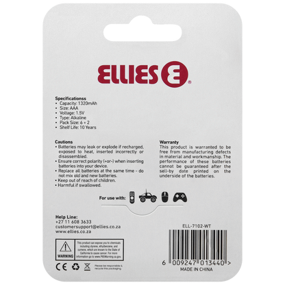 Ellies Ultra Series - Alkaline Batteries AAA 6 + 2 Pack - WT