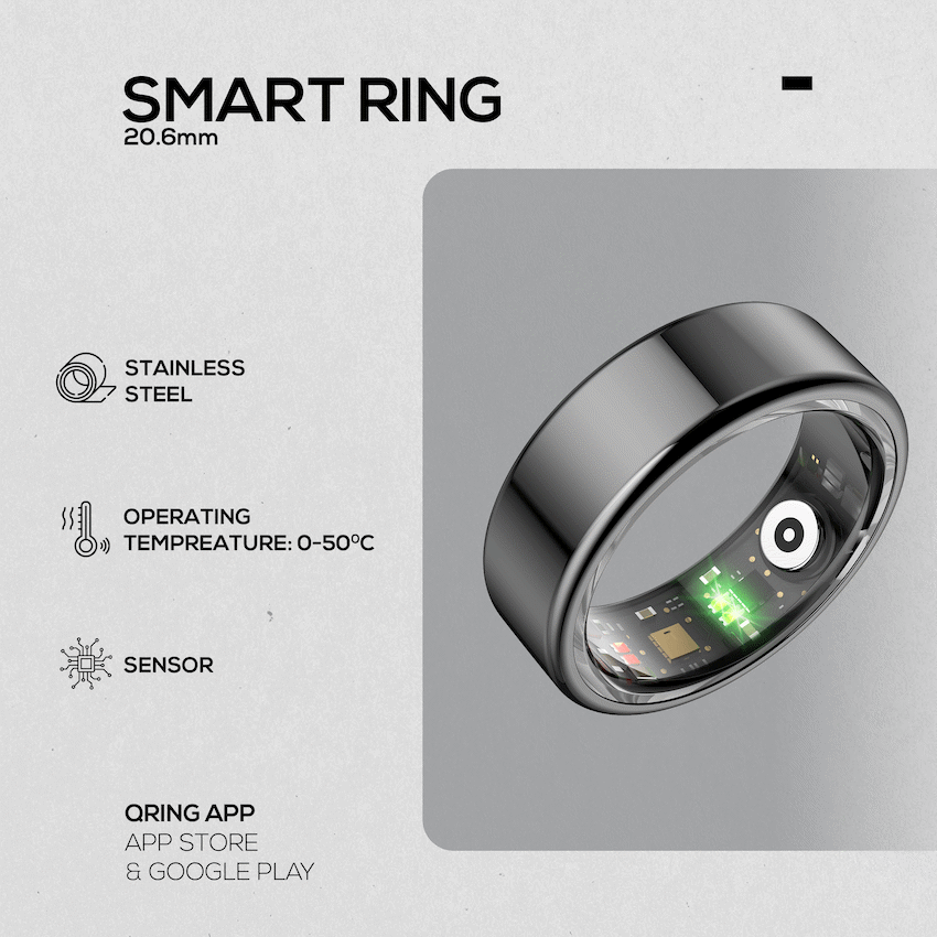 Volkano Ring Series Smart Ring - Black 20.6mm