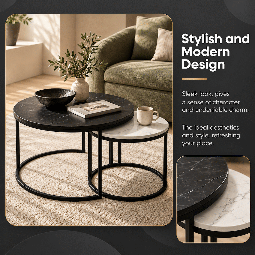 Everfurn Nile Nesting Coffee Table - Ying Yang