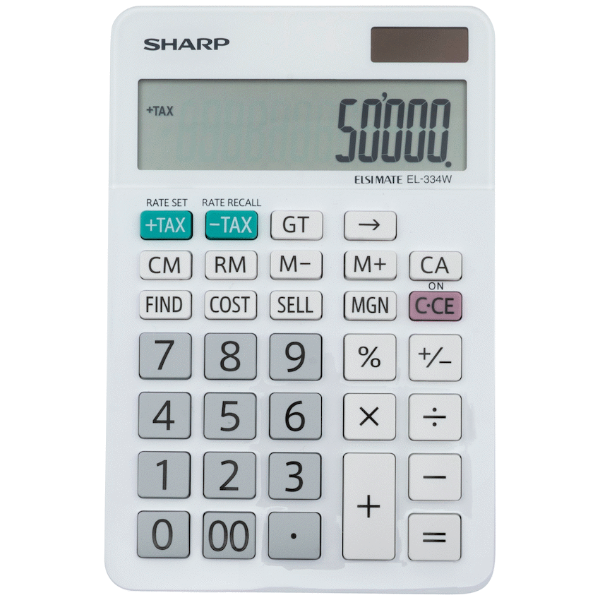 Sharp ElsiMate EL334WB - 12 Digit Desk Calculator