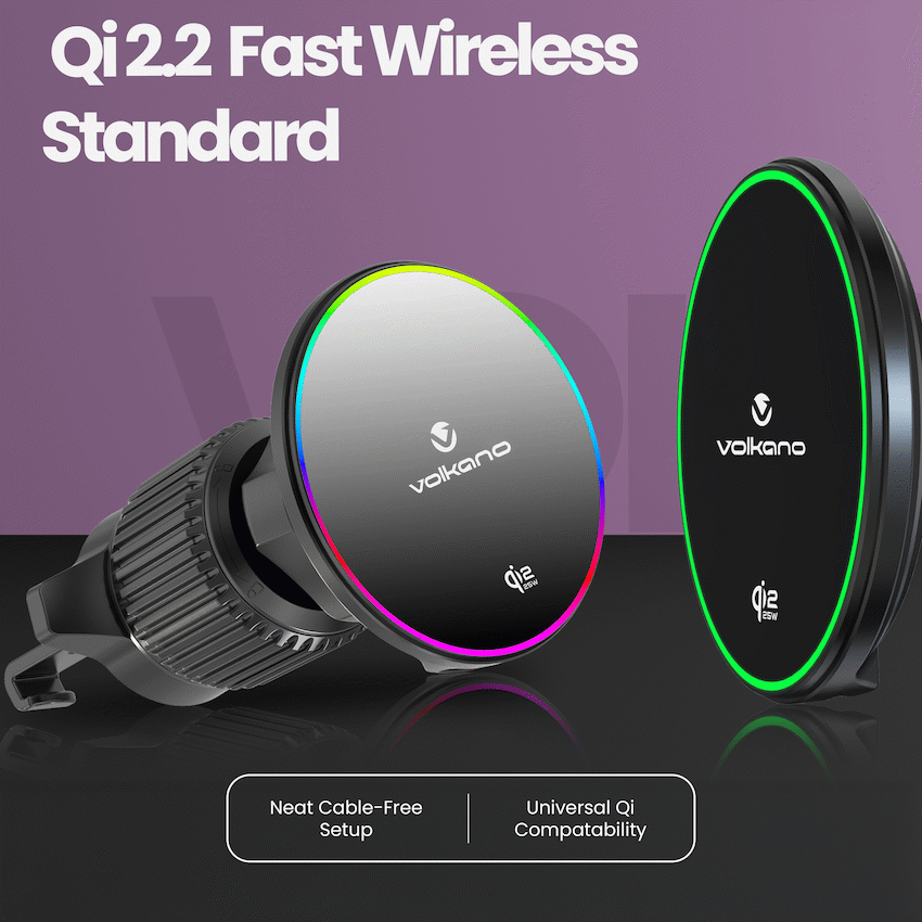 Volkano Volt Series Qi2.2 Magnetic Car Vent Phone Holder - Black