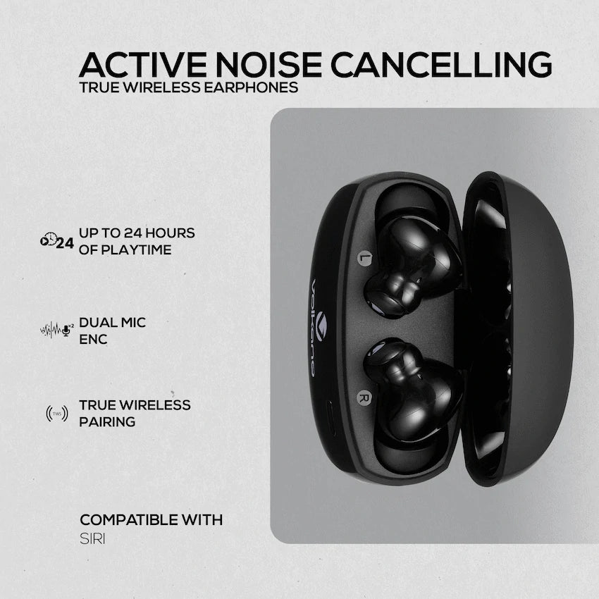 Volkano Nomad Active Noise-Cancelling True Wireless Earphones - Black