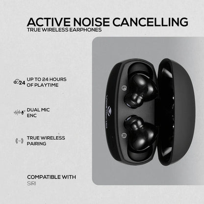 Volkano Nomad Active Noise-Cancelling True Wireless Earphones - Black