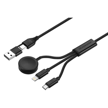 Volkano Weave Series 100W Braided 5-in-1 Charge and Data Cable 1m - Black