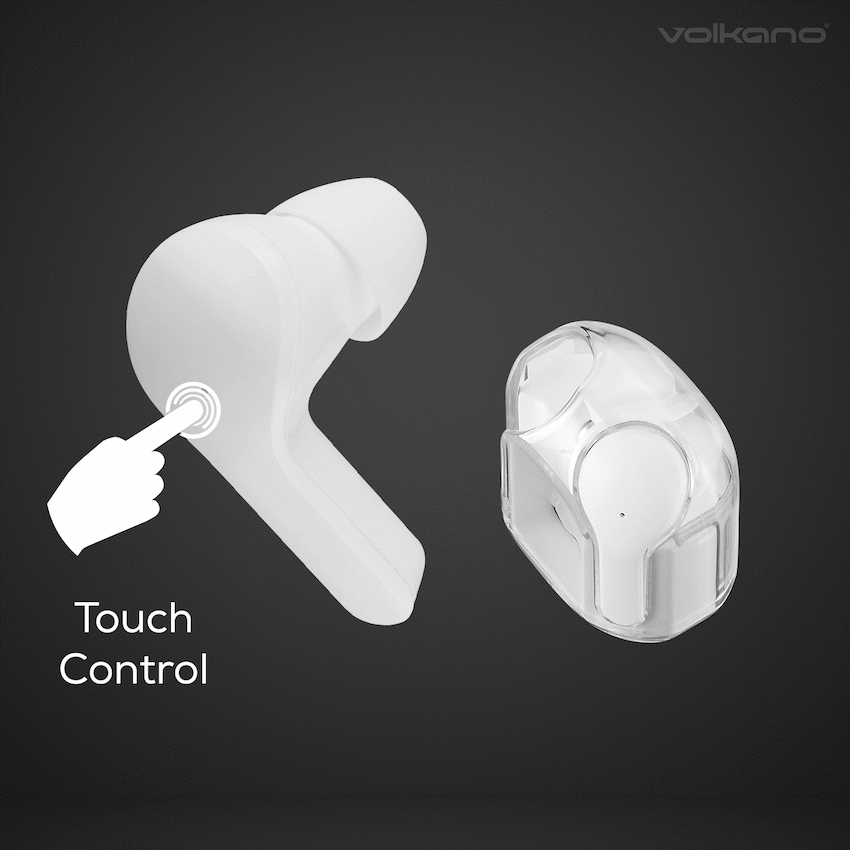 Volkano Crystalline Series TWS Earphone - White - Hardbox