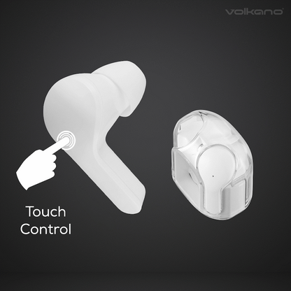Volkano Crystalline Series TWS Earphone - White - Hardbox