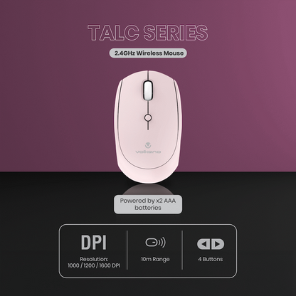 Volkano Talc Wireless Mouse - Pink
