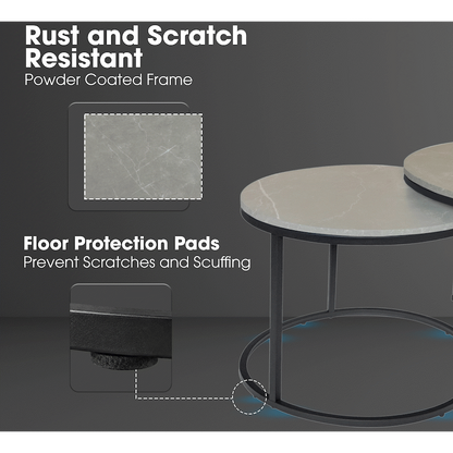 Everfurn Nile Nesting Coffee Table - Marble Grey