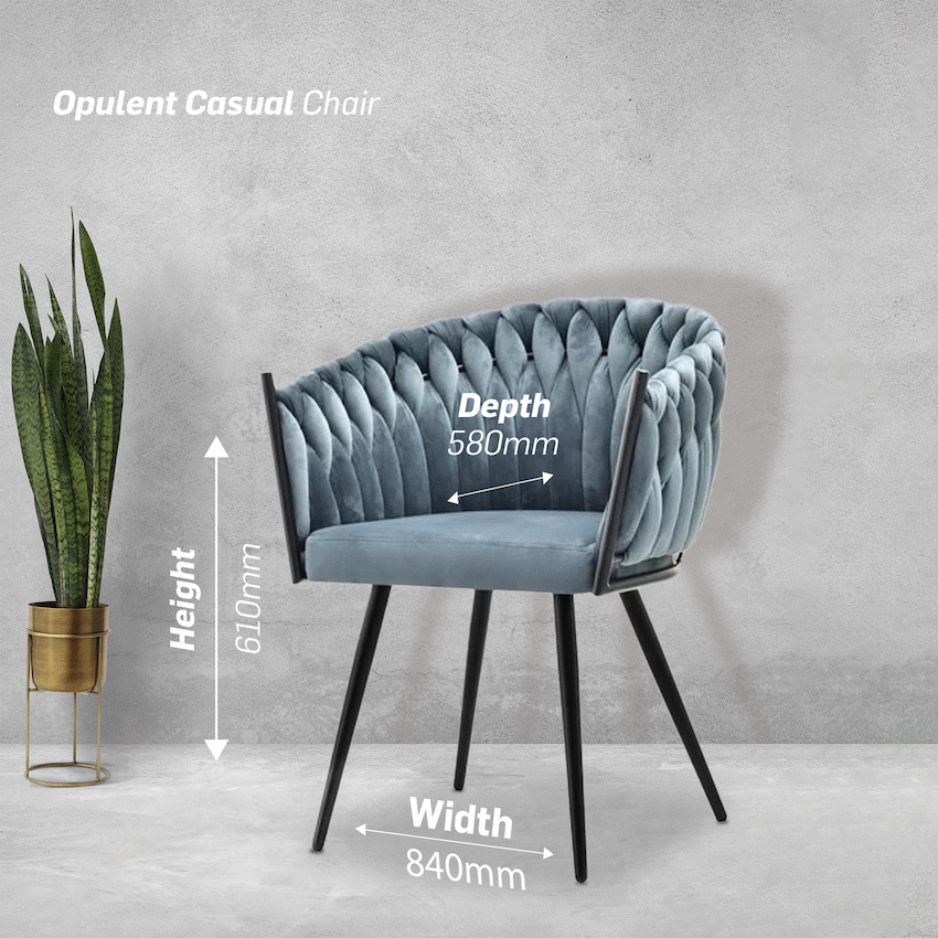Everfurn Opulent Large Velvet Casual Chair Hazy Blue -2 Pack