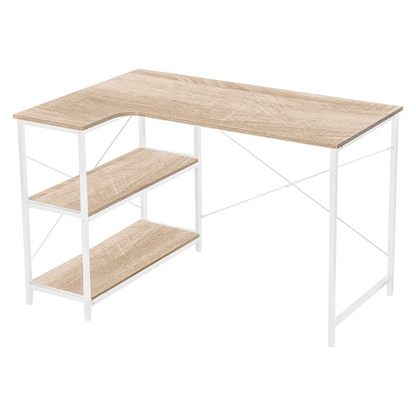 Everfurn Anthony Work Desk - Light Oak and White Frame