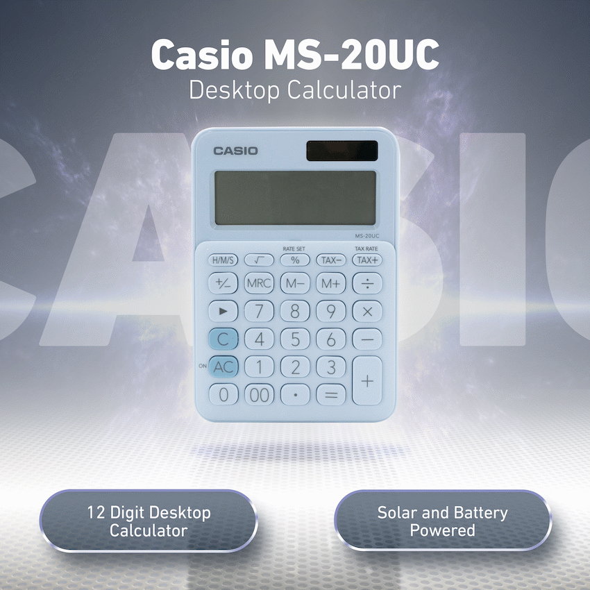 Casio MS-20UC - Desktop Calculator 12-Digit - Light Blue