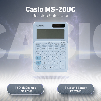 Casio MS-20UC - Desktop Calculator 12-Digit - Light Blue