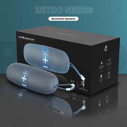 Volkano Flow Series Portable Bluetooth Speaker - Blue with Blue Buttons