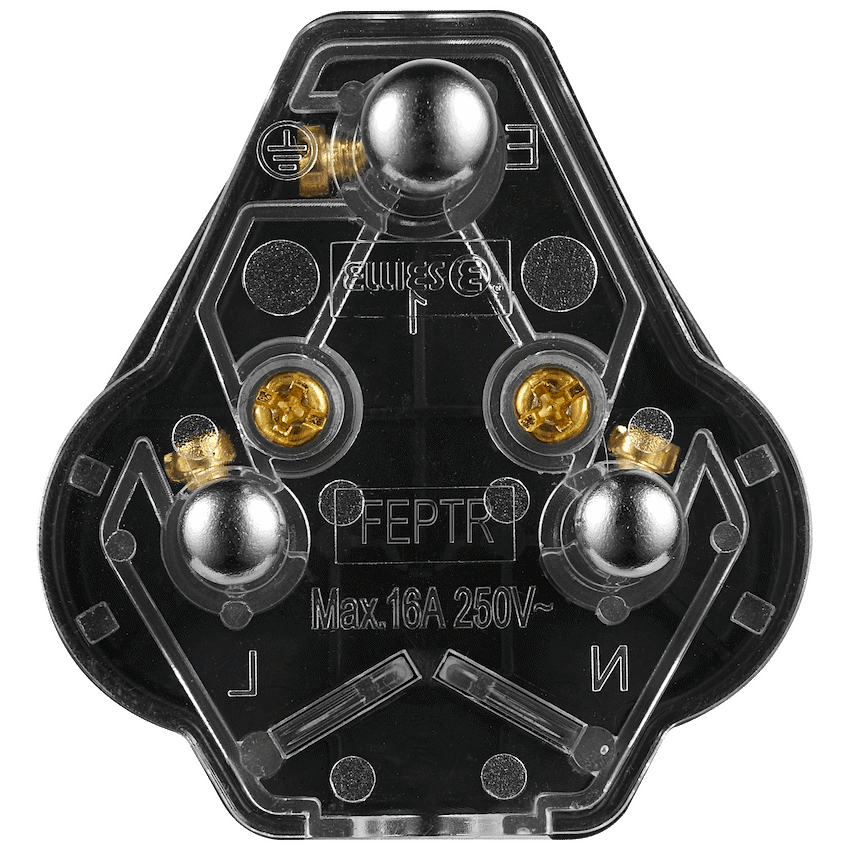 Ellies 16a Heavy-Duty Rubber Screw-on Plug Top - Black