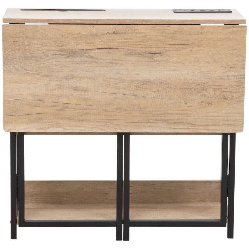 Everfurn Viron Folding Desk with 2-Prong Plugs and USB