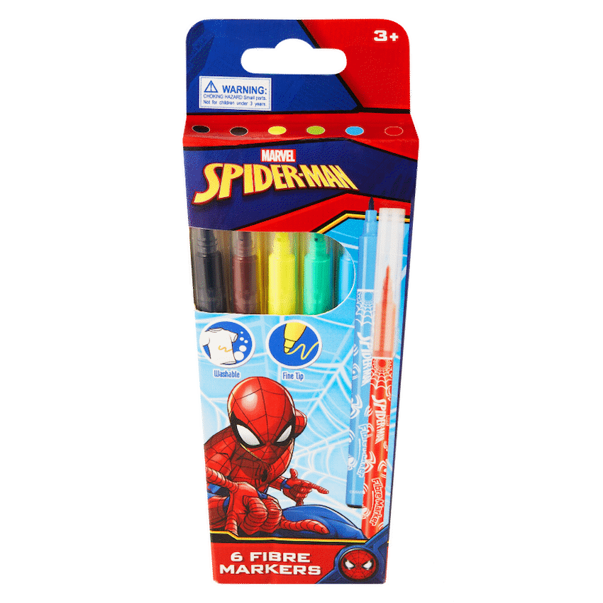 Spiderman 6 Fibre Markers Multi