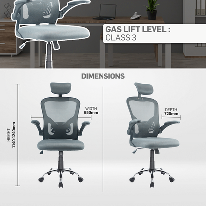 Everfurn Stagio Ergo Office Chair - High Back - Grey