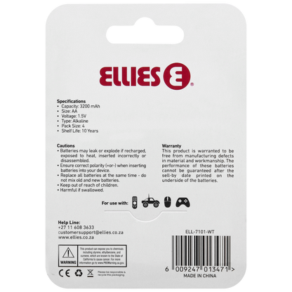 Ellies Ultra Series - Alkaline Batteries AA 4 Pack - WT