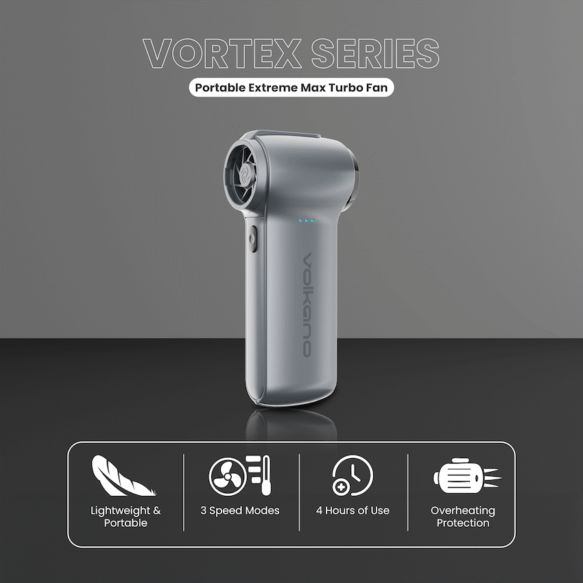 Volkano Vortex Series Portable Extreme Max Turbo Fan - Gun Metal