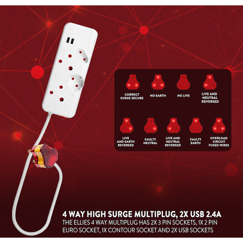 Ellies 4-Way High Surge Multiplug