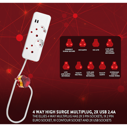 Ellies 4-Way High Surge Multiplug