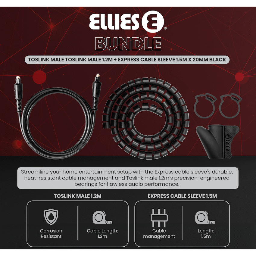 Volkano 1.2m & 3m Toslink Cables and 1.5m 20mm Express Cable - Bundle