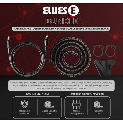 Volkano 1.2m & 3m Toslink Cables and 1.5m 20mm Express Cable - Bundle