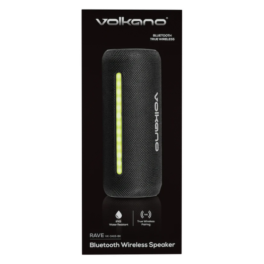 Volkano Rave Series Portable Bluetooth Speaker  - Black with grey buttons