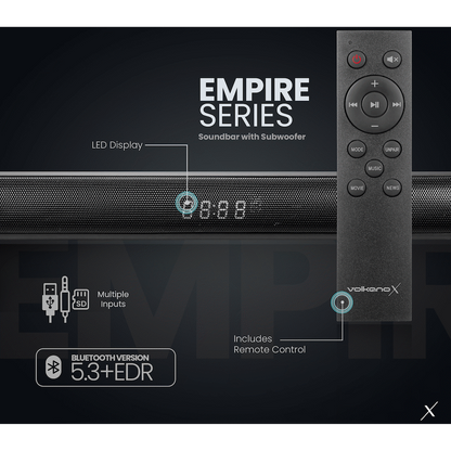 VolkanoX Empire 2.1 Soundbar with Wireless Sub-Woofer