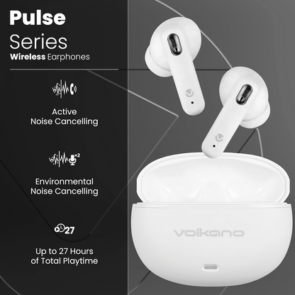 Volkano Pulse Series True Wireless Earphones with Charging Case - White
