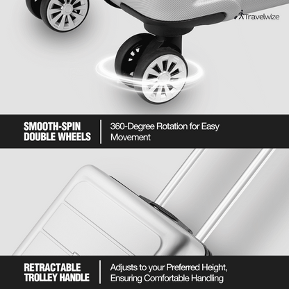 Travelwize Maple ABS 75cm 4-Wheel Spinner Luggage - Silver