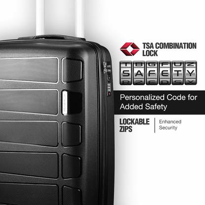 Travelwize Tourer PP 3Pc 4-wheel Spinner Luggage Set Black