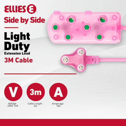 Ellies Side by Side Light Duty Extension Lead-3M - PK
