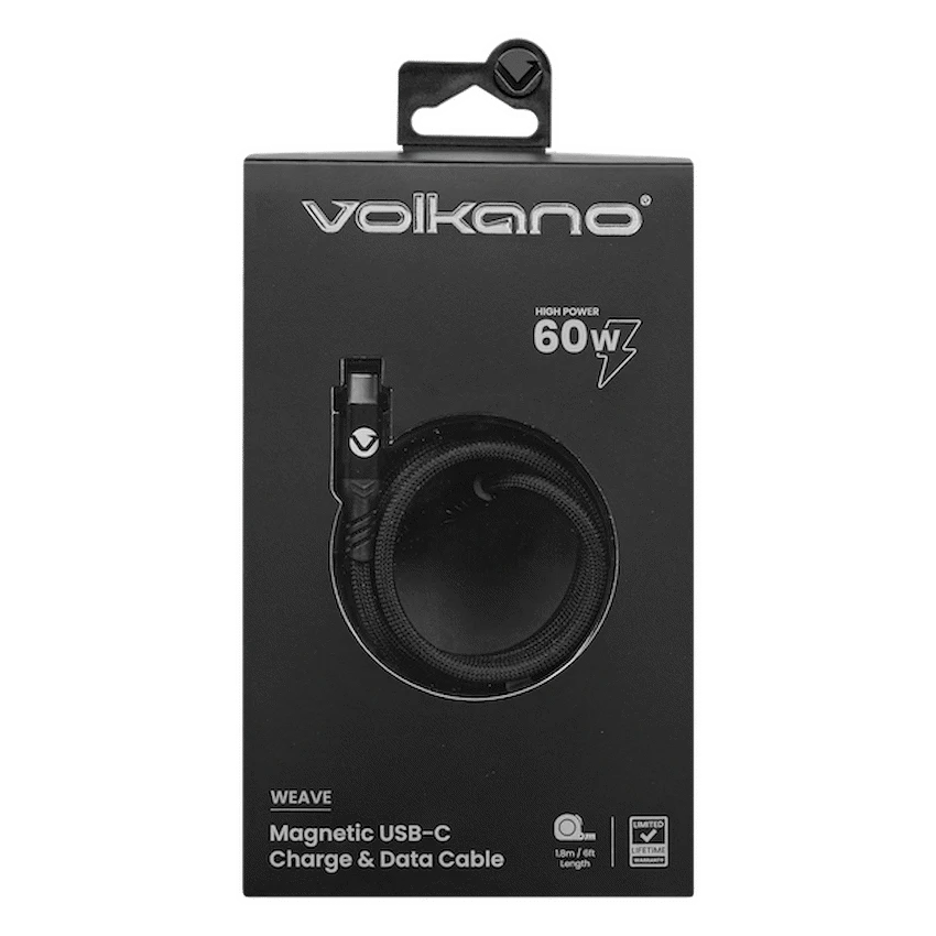 Volkano Weave Series 60w Magnetic Type-C Cable - Black