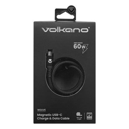 Volkano Weave Series 60w Magnetic Type-C Cable - Black